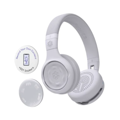 StoryPhones® Storytelling Foldable Bluetooth® Kids Headphones, Intro Bundle with ZenShield and PlayShield (Gray)