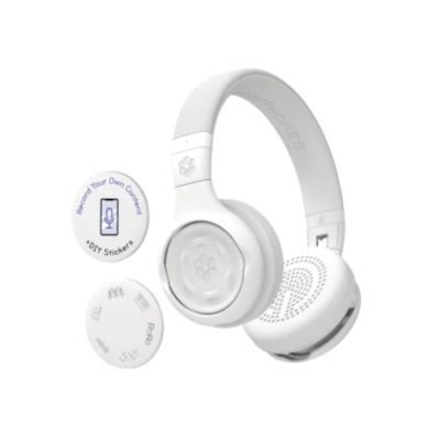 StoryPhones® Storytelling Foldable Bluetooth® Kids Headphones, Intro Bundle with ZenShield and PlayShield (White)