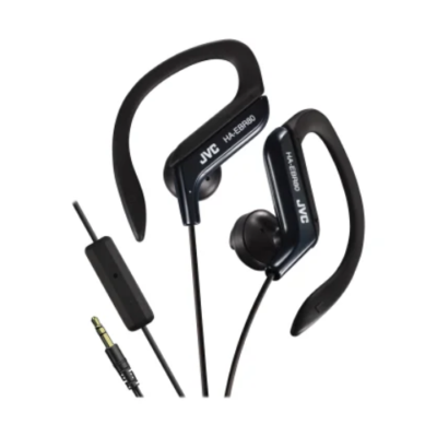 Wired In-Ear Sport Earbuds with In-Line Mic/Remote, Adjustable Earclip Loops, and 3.5-mm Connector, HA-EBR80 (Black)