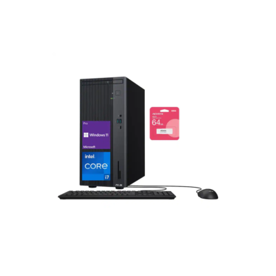 ASUS – V500 Desktop – Intel Core i7-13620H – 24GB RAM, 1TB SSD – Wired Keyboard & Mouse – Win 11 Pro – Adata 64GB USB Drive – Black